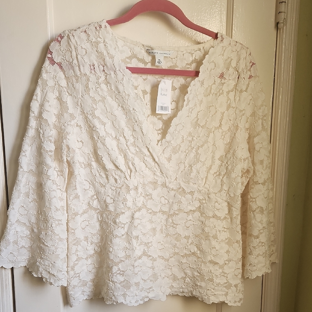 NWT Banana Republic Cream Lace Top